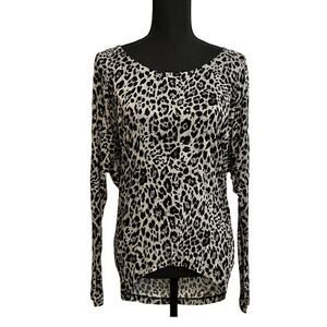 ‎EXPRESS Long Sleeve Backless Top, Leopard Print SZ XS